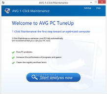 Showing the AVG PC Tuneup One-Click Maintenance panel